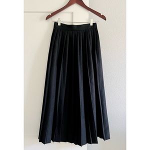 Vintage Christian Dior Black Wool Pleated Skirt